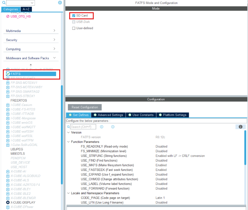 使用CubeMX移植FatFS到STM32
